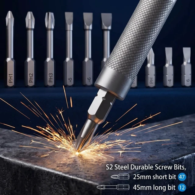 Alt view image 4 of 7 - 69 in 1 Magnetic Ratchet Screwdriver Set with Detachable T Handle & SocketsMulti Bit Tool Kit for Electronics, Home Repair