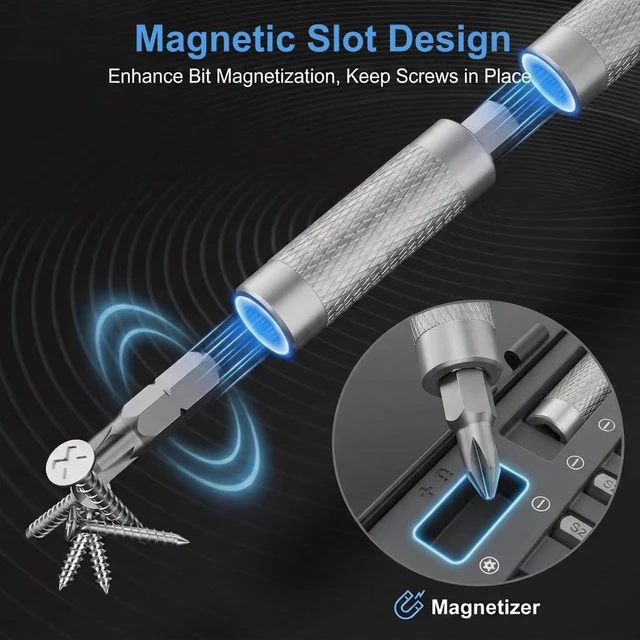 Alt view image 3 of 7 - 69 in 1 Magnetic Ratchet Screwdriver Set with Detachable T Handle & SocketsMulti Bit Tool Kit for Electronics, Home Repair