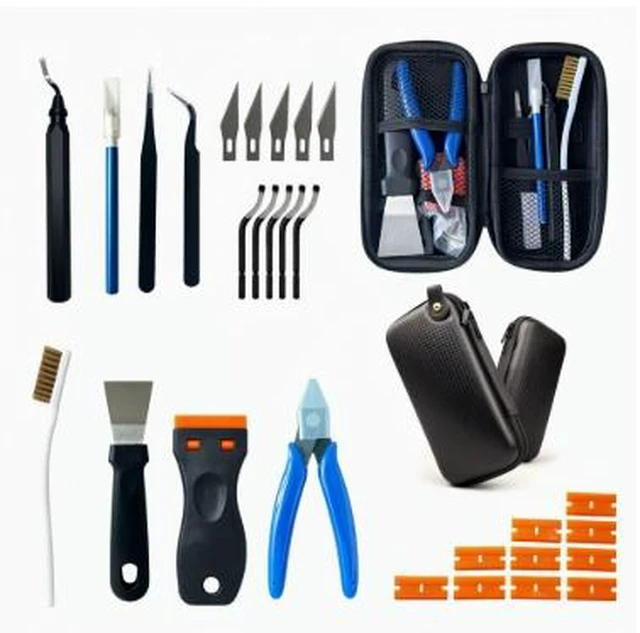 Main image of 28-Piece 3D Printer Nozzle Cleaning Kit with Unclogging Needle, Wire Brush, and Print Head Descaling Maintenance Tools