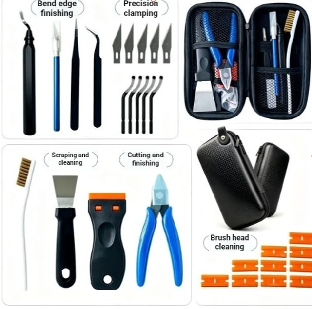 Alt view image 2 of 4 - 28-Piece 3D Printer Nozzle Cleaning Kit with Unclogging Needle, Wire Brush, and Print Head Descaling Maintenance Tools
