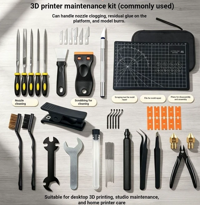 Alt view image 3 of 4 - 51-Piece 3D Printer Maintenance Tool Set Nozzle Cleaning, Model Repair, Deburring, Sanding, and Cleaning Repair Kit