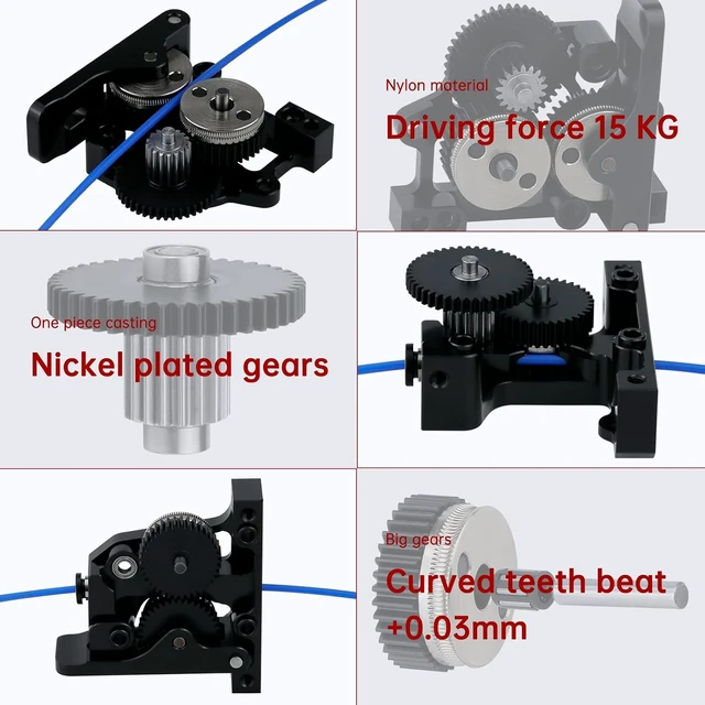 Alt view image 2 of 5 - HGX-LITE Extruder All Metal Hardened Steel Reduction Gear Extruder 3D Printer Parts,Upgraded Big Gear POM Material Drive for Vorn 2.4V0 Ender 3 CR-10 CR10S 3D Printer