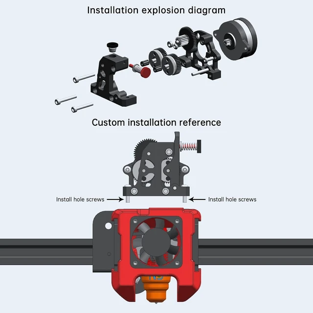 Alt view image 5 of 5 - HGX-LITE Extruder All Metal Hardened Steel Reduction Gear Extruder 3D Printer Parts,Upgraded Big Gear POM Material Drive for Vorn 2.4V0 Ender 3 CR-10 CR10S 3D Printer