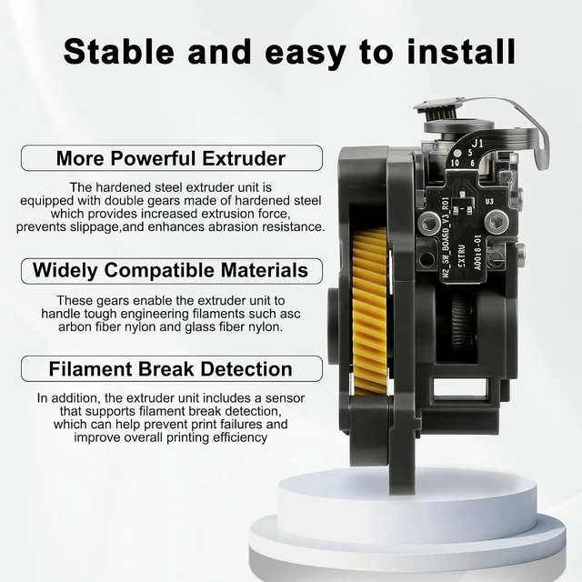 Alt view image 2 of 6 - Stainless Steel P1 Extruder Unit for Bambu Lab P1P/P1S 3D Printer with Dual Gears for Increased Extrusion Force & Filament Run-Out Detection