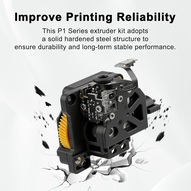 Alt view image 4 of 6 - Stainless Steel P1 Extruder Unit for Bambu Lab P1P/P1S 3D Printer with Dual Gears for Increased Extrusion Force & Filament Run-Out Detection