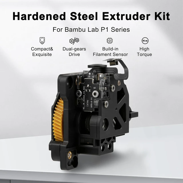 Alt view image 5 of 6 - Stainless Steel P1 Extruder Unit for Bambu Lab P1P/P1S 3D Printer with Dual Gears for Increased Extrusion Force & Filament Run-Out Detection