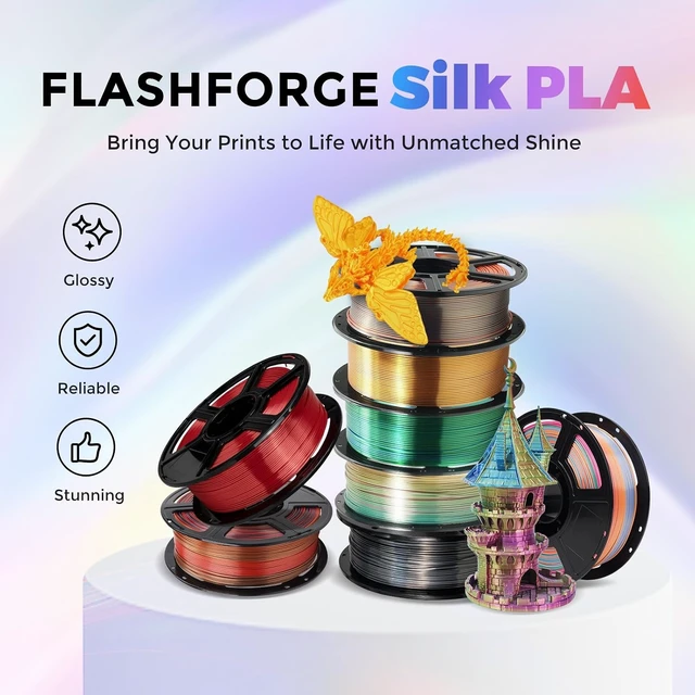 Alt view image 7 of 7 - Silk PLA Filament 1.75mm Light Gold, Smooth and Silky Texture 3D Printing Filament, Dimensional Accuracy +/- 0.02mm Red