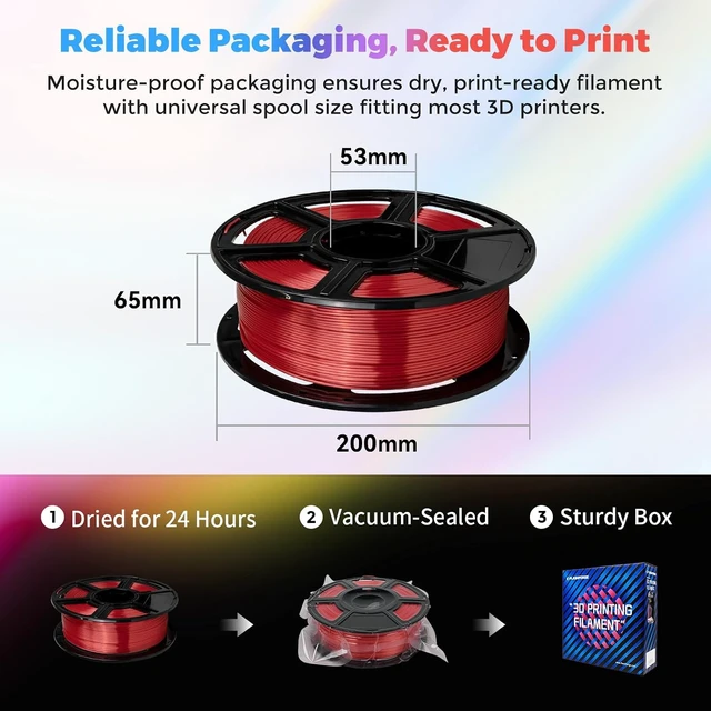 Alt view image 4 of 7 - Silk PLA Filament 1.75mm Light Gold, Smooth and Silky Texture 3D Printing Filament, Dimensional Accuracy +/- 0.02mm Red