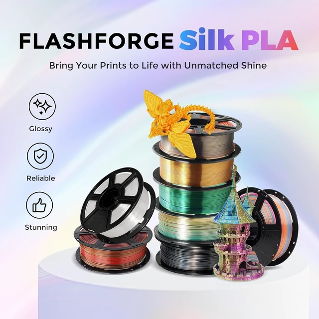 Alt view image 4 of 7 - Silk PLA Filament 1.75mm Light Gold, Smooth and Silky Texture 3D Printing Filament, Dimensional Accuracy +/- 0.02mm White