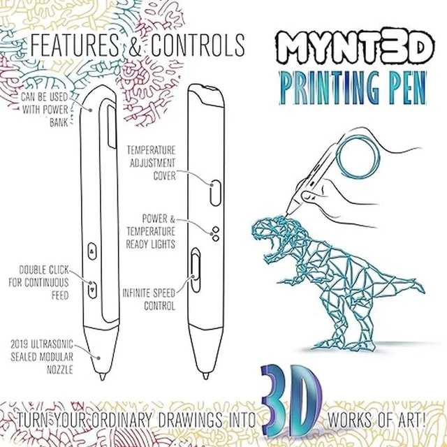 Alt view image 6 of 6 - Super 3D Pen, 1.75mm ABS and PLA Compatible 3D Printing Pen