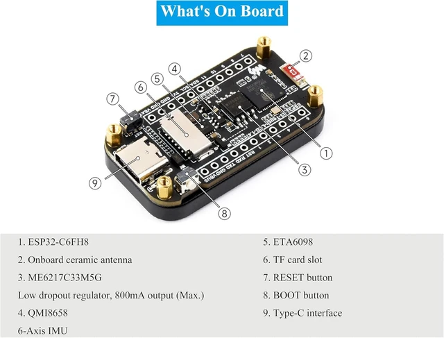 Alt view image 3 of 6 - ESP32-C6 1.47inch Touch Display Development Board, 172x320 Resolution IPS LCD, 262K Display Color, Supports W-F-i 6 / BLE 5, 160MHz RISC-V Processor, Type-C, Suitable for AIoT Applications