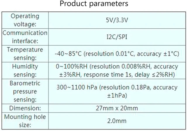 Alt view image 6 of 6 - BME280 Environmental Sensor, Sensing Environmental Temperature, Humidity, Barometric Pressure, Supports I2C and SPI Interfaces, Compatible with 3.3V/5V Voltage Levels for Raspberry/forArduino