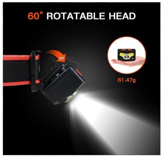Alt view image 3 of 5 - Ecocleanpath 2 Pack Rechargeable Headlamps, Waterproof LED Head Flashlight with White/Red Light, Adjustable & Comfortable (Black)