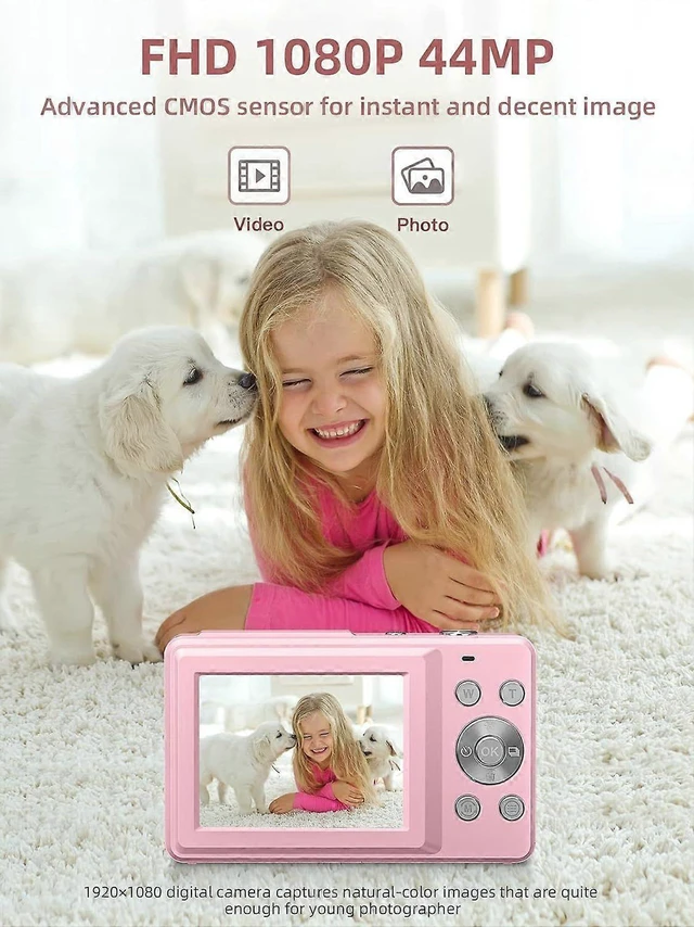 Alt view image 3 of 5 - Ecocleanpath FHD 1080P Digital Camera with 16x Zoom & Anti-Shake, 44MP Kids Point and Shoot Camera (Green)