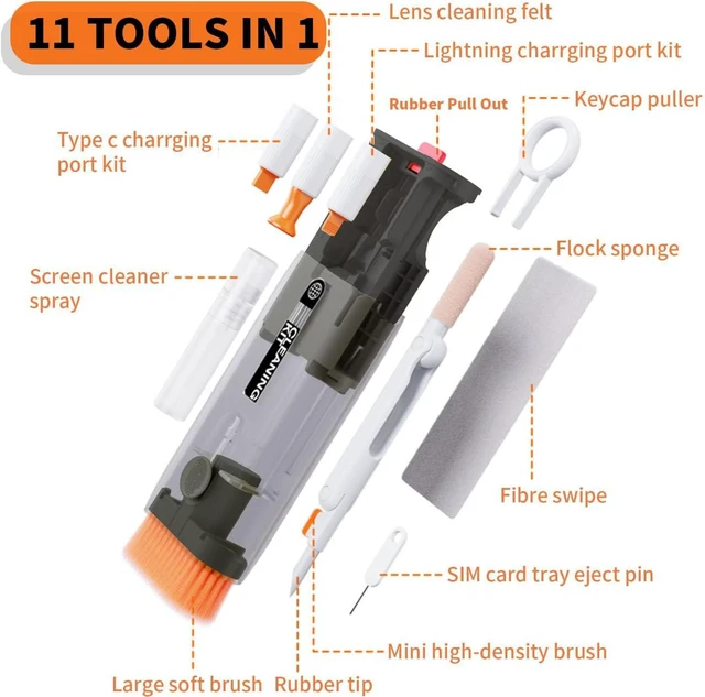 Alt view image 5 of 7 - Keyboard Cleaning Kit All in 1 Keyboard Cleaner Laptop Computer Screen Cleaning Brush Cleaning Pen for Airpods Gaming PC Accessories Electronics Clean Tool Cleaning Kit for iPhone/iPad/Monitor