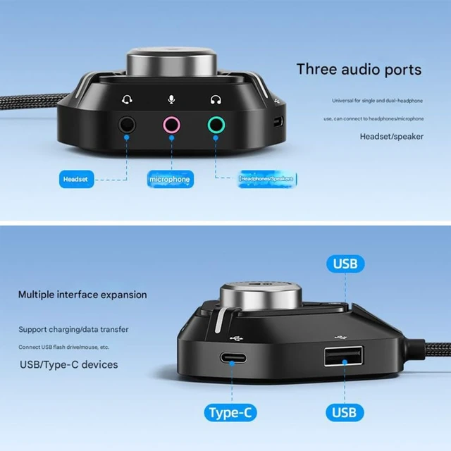 Alt view image 6 of 7 - External Sound Card USB Adapter Sound Card with 3x3.5mm 2xUSB 1xType C
