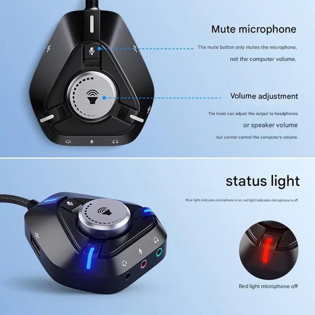 Alt view image 2 of 7 - External Sound Card USB Adapter Sound Card with 3x3.5mm 2xUSB 1xType C