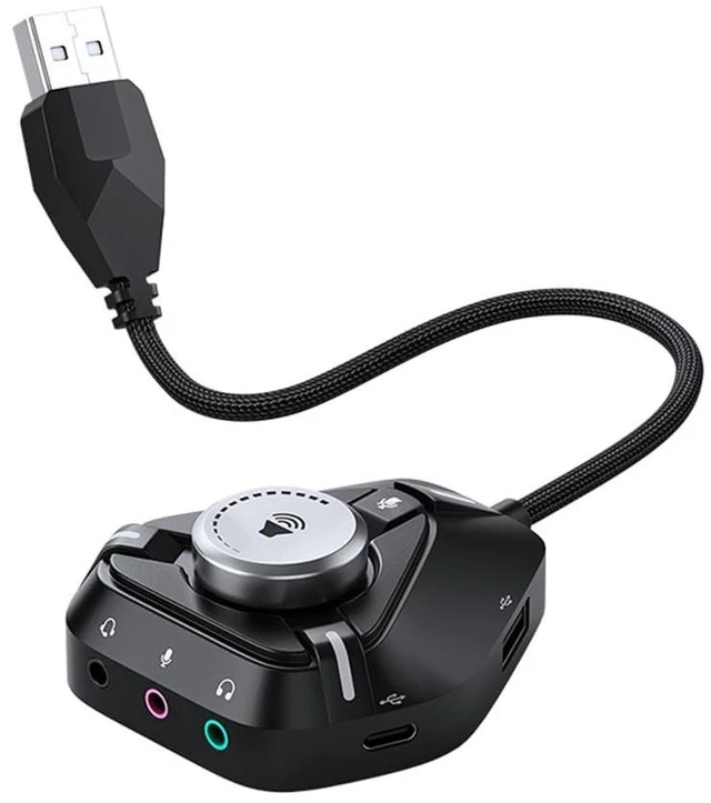 Main image of External Sound Card USB Adapter Sound Card with 3x3.5mm 2xUSB 1xType C