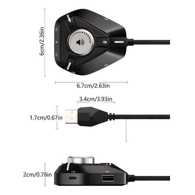 Alt view image 7 of 7 - External Sound Card USB Adapter Sound Card with 3x3.5mm 2xUSB 1xType C