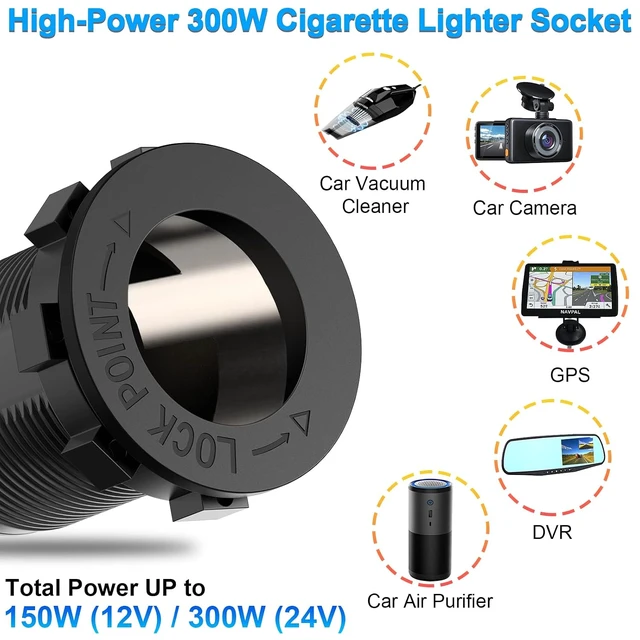 Alt view image 6 of 7 - 12V USB Outlet 4 in 1 Marine Socket Panel, 66W Multi USB Power Fast Charger