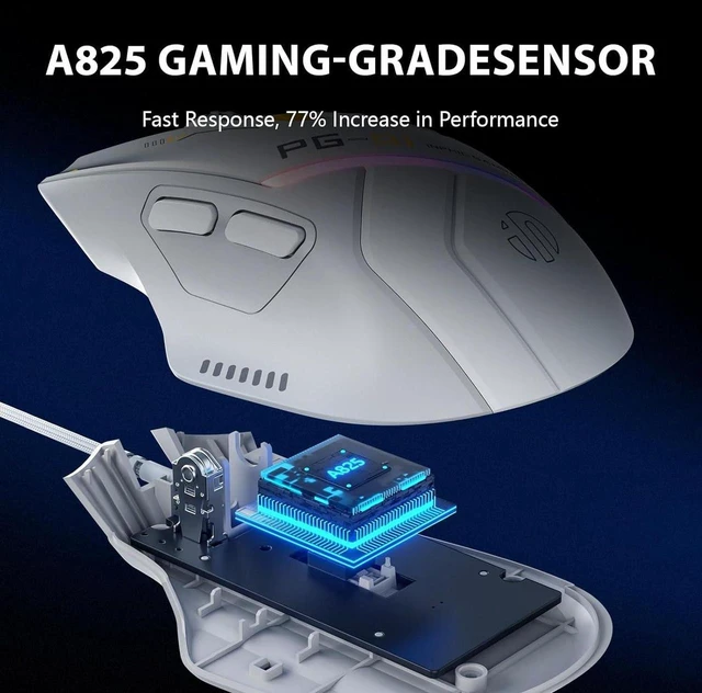 Alt view image 4 of 7 - Wired Computer Gaming Mouse Ergonomic, 12800 DPI High-Precision, 6 Programmable Buttons, RGB Backlit for Gaming - White Gray
