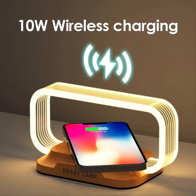 Alt view image 2 of 6 - Ecocleanpath 10W Fast Wireless Charging Nightstand Lamp - Stepless Dimmable Bedside Light with 3 Modes