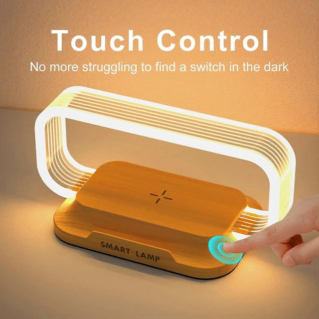 Alt view image 4 of 6 - Ecocleanpath 10W Fast Wireless Charging Nightstand Lamp - Stepless Dimmable Bedside Light with 3 Modes