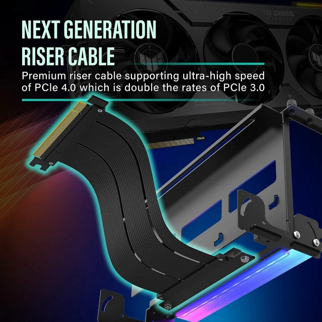Alt view image 4 of 5 - EZDIY-FAB PCIe 4.0 GPU Mount Bracket with ARGB LED Module, Multi-Angle Adjustment with Riser Cable, Compatible to RTX4090, 4080, 4070ti- Black