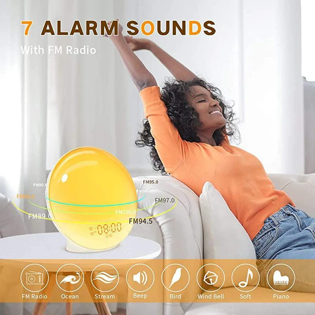Alt view image 2 of 7 - Sunrise Alarm Clock Wake up Light up Alarm Clock Sunrise Wake up Light Alarm Clock for Bedroom Sunlight Alarm Clock Kids Smart Digital Clock Radio Gradual Light Color Changing Dawn Simulator