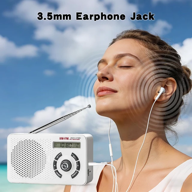 Alt view image 2 of 7 - Portable Radio AM FM SW, Transistor Radio with LCD Display, Alarm Clock, Sleep Timer and Headphone Jack, 4 AA Battery Powered or Plug in Wall, Small Radio for Home Outdoor Seniors
