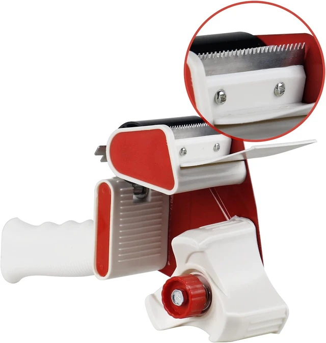 Alt view image 4 of 7 - Heavy Duty Packaging Tape Dispenser, 2 Inch Tape Gun with Clear Tape, 1 Dispenser + 2 Rolls (Clear)