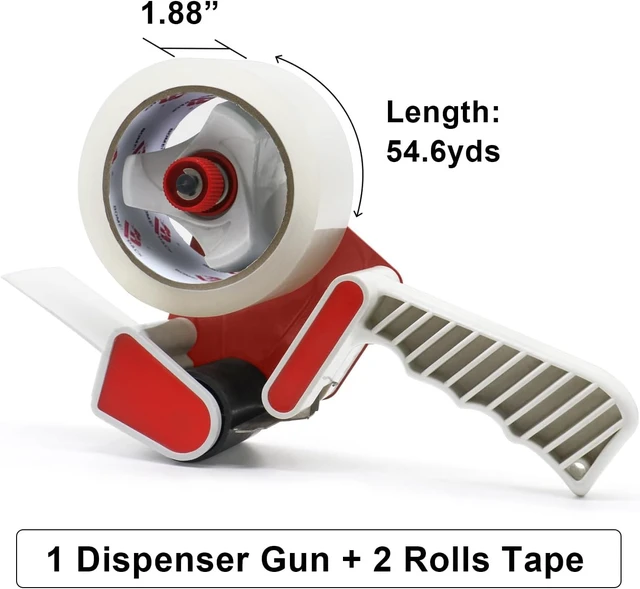 Alt view image 2 of 7 - Heavy Duty Packaging Tape Dispenser, 2 Inch Tape Gun with Clear Tape, 1 Dispenser + 2 Rolls (Clear)