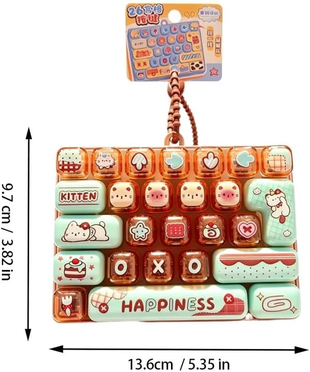 Alt view image 4 of 7 - Fidget Keyboard Toy, 26 Keys Silent Tactile Decompression Button Toy, Portable Stress Relief for Office & Study yellow