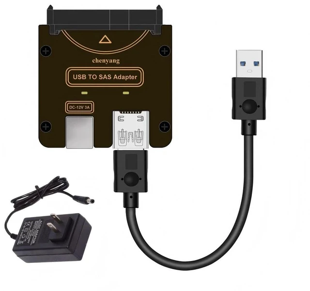 Main image of USB 3.0 to SAS Adapter for 2.5/3.5" SFF-8482 SAS Hard Disks to USB Converter Adapter with Power Supply (Need Power Supply to Work)