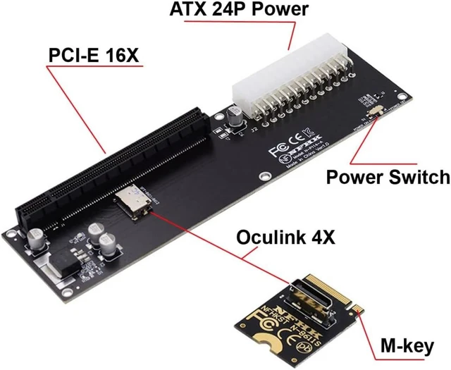Alt view image 4 of 6 - Oculink SFF-8612 to PCI-E 3.0/4.0 M.2 M-Key to SFF-8611 Host Adapter for eGPU/GPD Win Max2 External Graphics Card & SSD