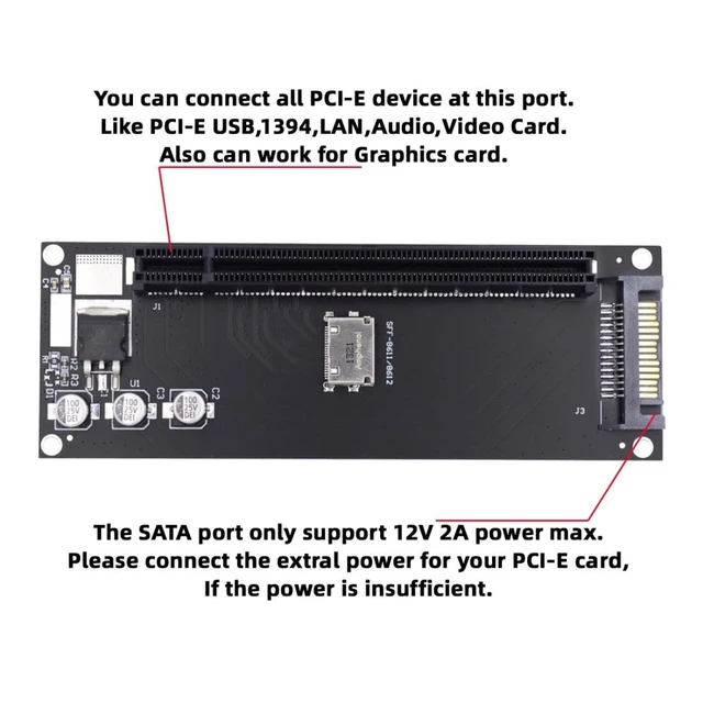 Alt view image 5 of 6 - ChenYang Oculink SFF-8611/8612 to PCI-E 4.0 16X PCI Express Expansion Card Adapter with Extra SATA Power for External Graphics Card & SSD