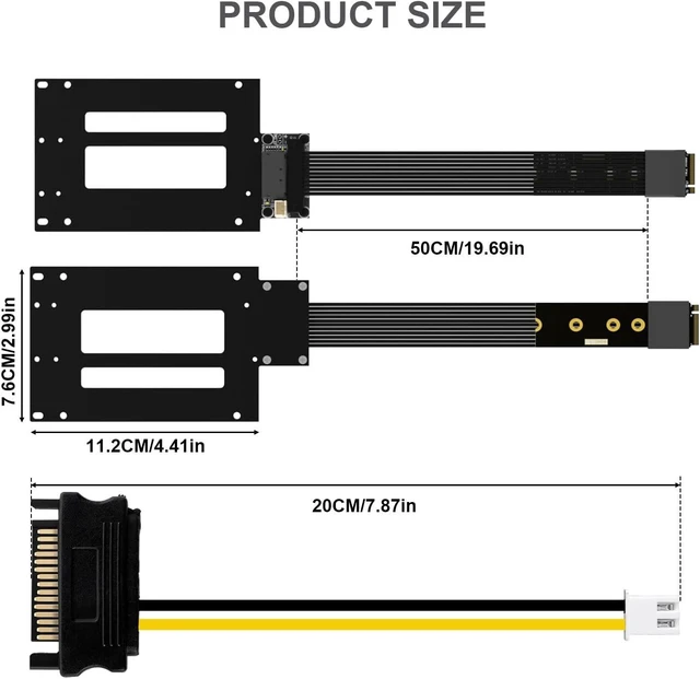 Alt view image 6 of 7 - RGEEK PCIe 5.0 M.2 NVMe to E1.S E3.S SSD Adapter Card128Gbps Max SFF-TA-1002 Riser Card, with 12V SATA Power Cable, Adjustable 2280/2260/2242/2230 M.2 Bracket
