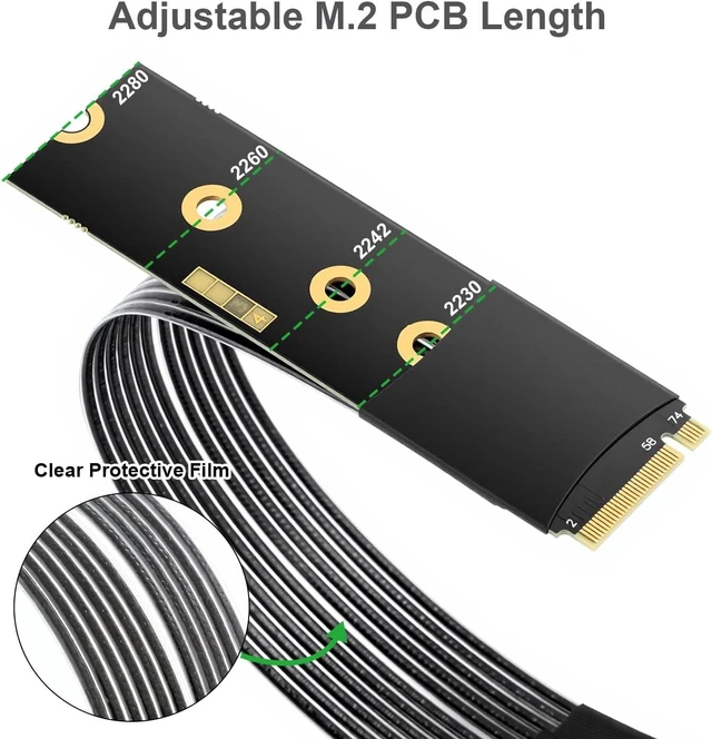 Alt view image 3 of 7 - RGEEK PCIe 5.0 M.2 NVMe to E1.S E3.S SSD Adapter Card128Gbps Max SFF-TA-1002 Riser Card, with 12V SATA Power Cable, Adjustable 2280/2260/2242/2230 M.2 Bracket