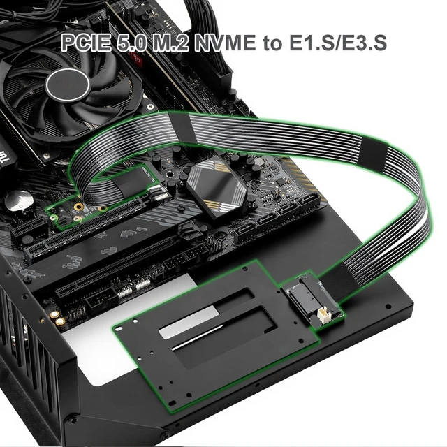 Alt view image 2 of 7 - RGEEK PCIe 5.0 M.2 NVMe to E1.S E3.S SSD Adapter Card128Gbps Max SFF-TA-1002 Riser Card, with 12V SATA Power Cable, Adjustable 2280/2260/2242/2230 M.2 Bracket