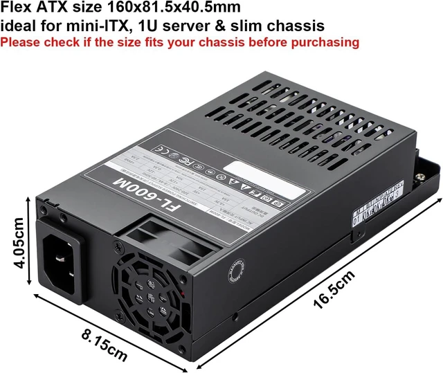 Alt view image 3 of 6 - 600W Flex ATX PSU,1U Mini ITX Fully Modular Power Supplywith Ultra Quiet Silent Fan, Active PFC Full Range 90-264V AC-DC Converter for SFF PC, Server, POS, NAS, Mini ITX PC