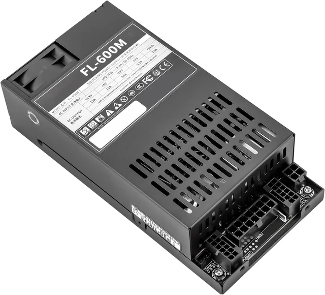 Main image of 600W Flex ATX PSU,1U Mini ITX Fully Modular Power Supplywith Ultra Quiet Silent Fan, Active PFC Full Range 90-264V AC-DC Converter for SFF PC, Server, POS, NAS, Mini ITX PC