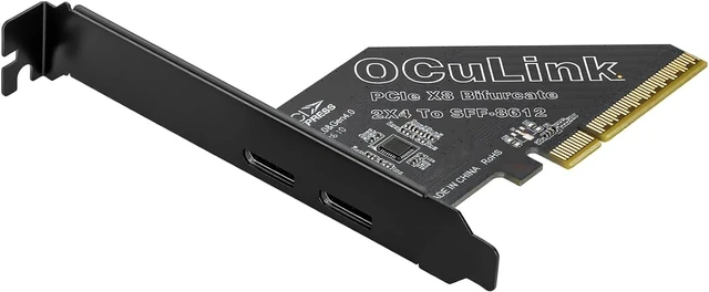 Main image of OCuLink PCIe Card, PCIe x8 Bifurcation into 2× PCIe x4 OCuLinkPCIe X8 128Gbps to X4 X4 64Gbps, SFF-8611 SFF-8612 External Graphics Card Adapter for GPU Dock, eGPU