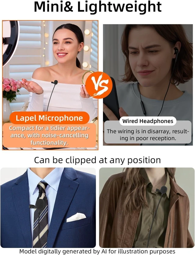 Alt view image 4 of 6 - USB C Lavalier Lapel Microphone,USB Small Microphone Clip-on for Phone, Computer Mic for Voice Amplifier,Speakers,Computer,Live Streaming,Laptop(4.9FT/1.5M)