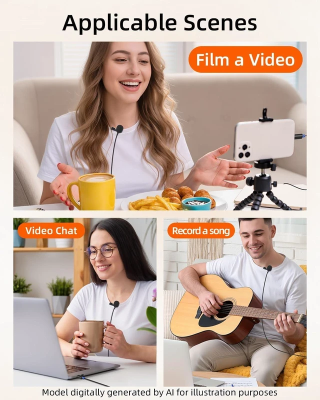 Alt view image 5 of 6 - USB C Lavalier Lapel Microphone,USB Small Microphone Clip-on for Phone, Computer Mic for Voice Amplifier,Speakers,Computer,Live Streaming,Laptop(4.9FT/1.5M)