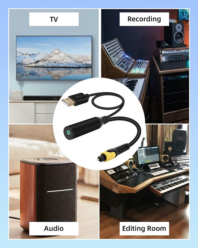 Alt view image 4 of 6 - Digital Fiber Optical to 3.5mm Female Audio Conversion Cable,Optical Audio to AUX Cable with USB Power Cord, for TV, Set-top Box, and Other Equipment