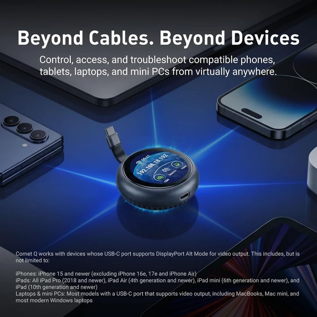 Alt view image 4 of 6 - Comet Q (GL-RMQ1) Pocket KVM, Plug & Play Remote for Laptop iPhoneNo app on target, browser based control, USB-C one cable, Wi-Fi 6, touchscreen, pocket size, for remote family tech support