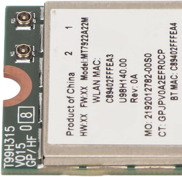 Alt view image 2 of 7 - MT7922 Wi-Fi 6E Network Card2400Mbps 2.4G 5G 802.11AX M.2 NGFF Bluetooth 5.2 MU MiMO Network Card Adapter