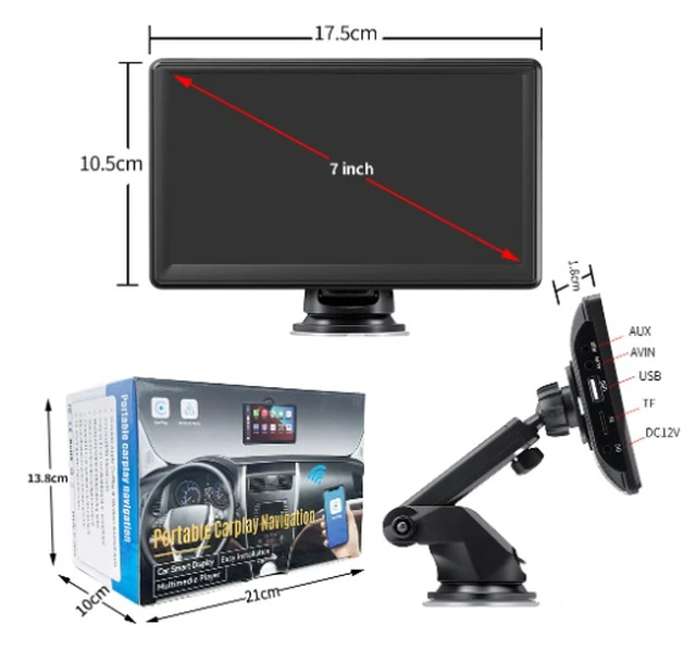 Alt view image 4 of 7 - Portable 7-inch in-vehicle smart screen with wireless Carplay screen projection and Android Auto mirroring for cars