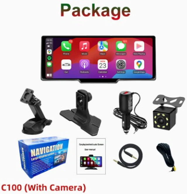 Alt view image 7 of 7 - 10. 26-inch in-car smart portable screen wireless Carplay Android AUTO front and rear recorder 4K car