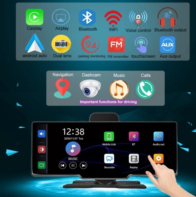 Alt view image 4 of 7 - 10. 26-inch in-car smart portable screen wireless Carplay Android AUTO front and rear recorder 4K car